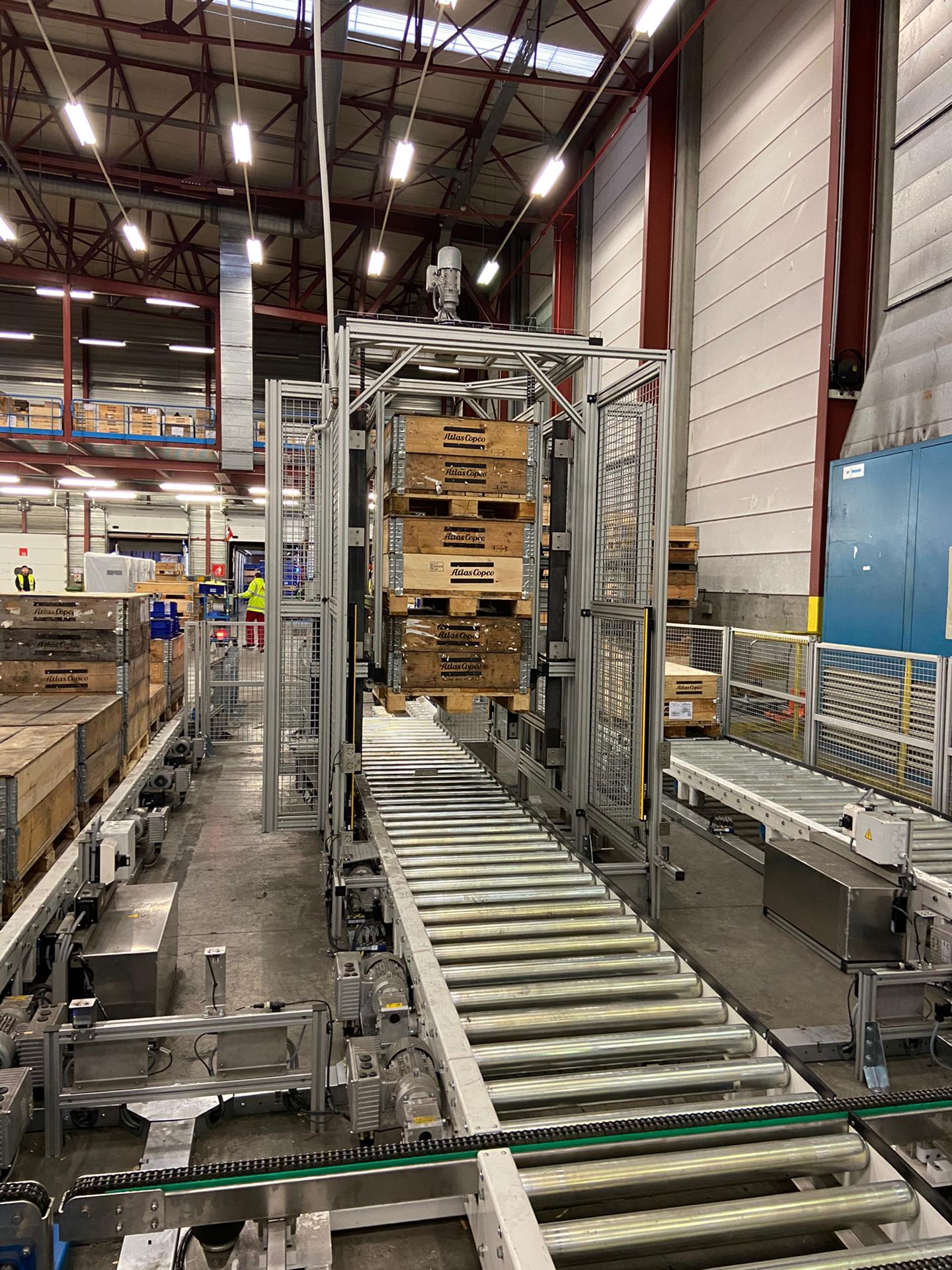 An RCP roller conveyor, set up in the warehouse of one of our clients.