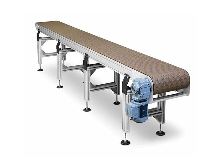 Example of an EMCS chain conveyor. This type is a closed-mat top system.